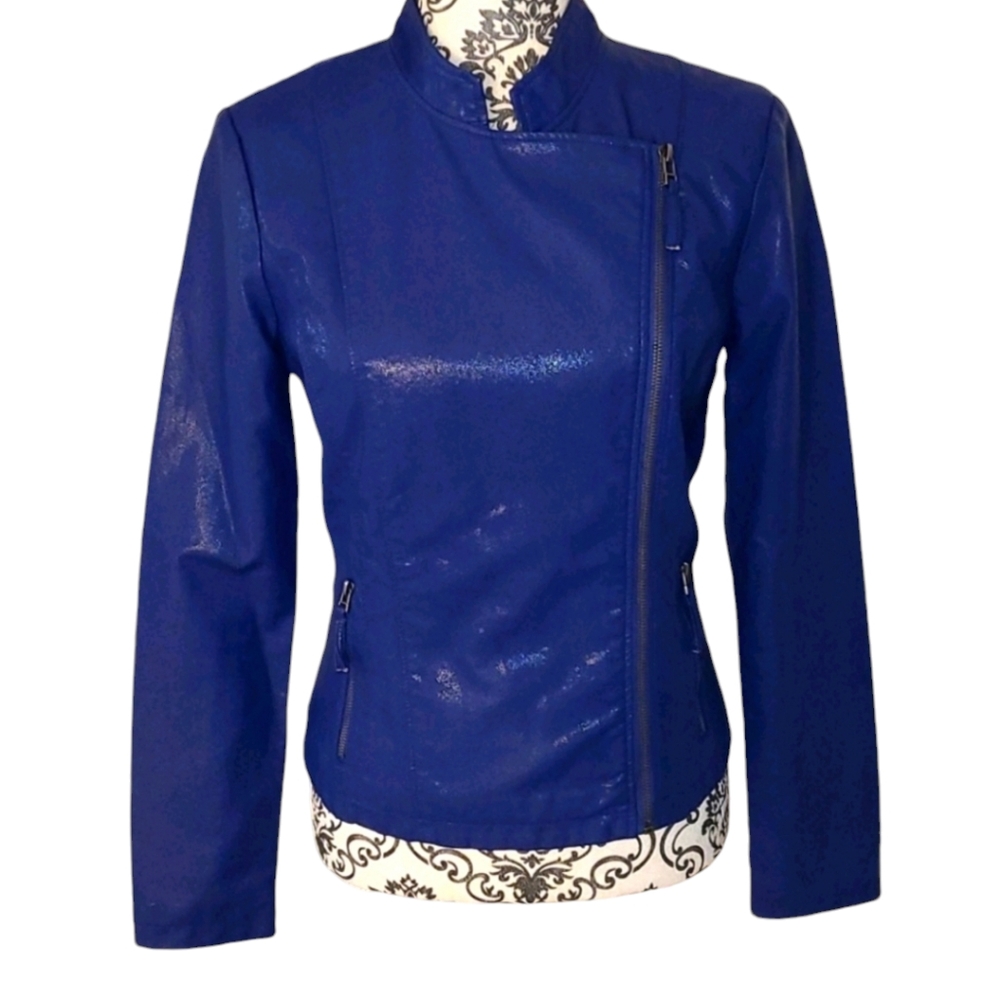 Chado - Blue/Purple Vegan Leather Jacket - Picture 3 of 3